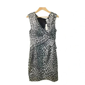 NWT CACHE cocktail satin leopard dress size 12